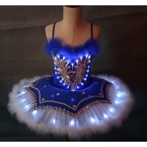 Luminous Led Light Professional Ballet Tutu Black Swan Lake Adult Kids Ballet Dance Costume Girls Women Ballerina Dress Party