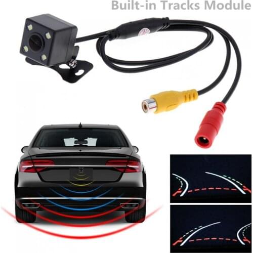 Universal 4 LED Vision Car Dynamic Reversing Trajectory Rearview Backup Camera Wide Angle Auto Changeable Parking Lines