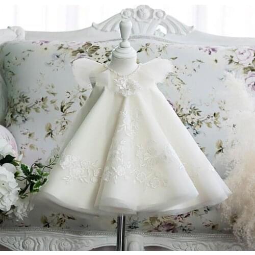 Flower Vintage Baby Girls Dress Ceremony Clothing Tutu Party Wear Girls Princess Dress Kids Vestidos