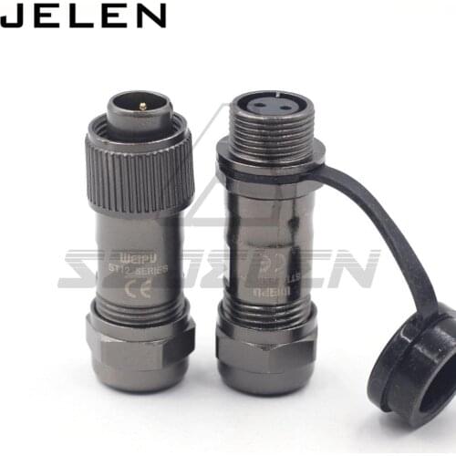 WEIPU ST12series 2pin Metal round cable docking waterproof connector IP68 waterproof male and female
