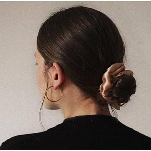 Woman Solid Hair Rings Chiffon Scrunchies Girls Satin Hair Ties Silk Hair Accessories Soft Elastic Hair Band Hair Rope Gum