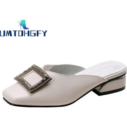 HOT Womens 41 42 43 Slippers Outdoor Spring Summer Designe Flat Muller Female Fashion Sandals 2021 Loafer Slipper Leather Shoes