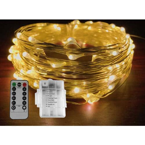 10m 100leds 8-function Remote Color LED Light String Outdoor Waterproof Fairy Lights Christmas Decoration for Home Garden Decor