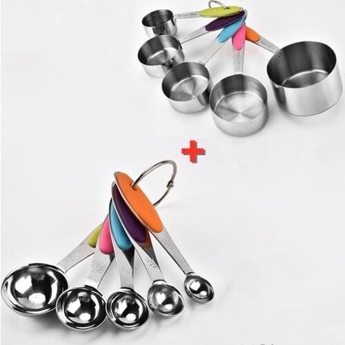 10pcs/set Measuring Cups Stackable Kitchen Measuring Spoon Set Stainless Steel Measuring Cups and Spoons Set