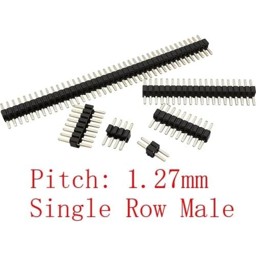 10Pcs/lot 1.27mm Pitch Pin Header Single Row Male Breakaway PCB Board Connector 2P~50Pin Straight Pin 1.27 mm Pinheader Plug