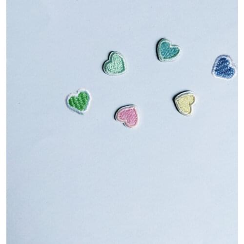 Cartoon 10pcs Self-adhesive Love Embroidered Patches Sew Iron on Clothes Pink Blue Heart Appliques Craft Phone Case Decoration