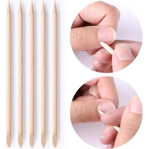 100pcs/set Nail Art Care Double End Nail Art Wood Stick Cuticle Pusher Remover Pedicure Professional Nail Art Tool Set