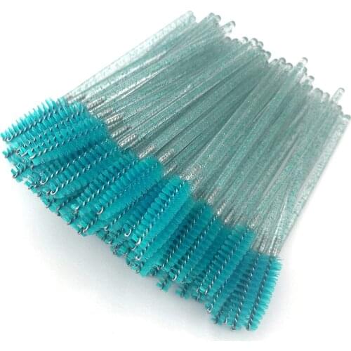 1000 Disposable Mascara Wands Eyelash Brush Spoolies for Eye Lash Extension, Eyebrow Makeup Brush Crystal Blue