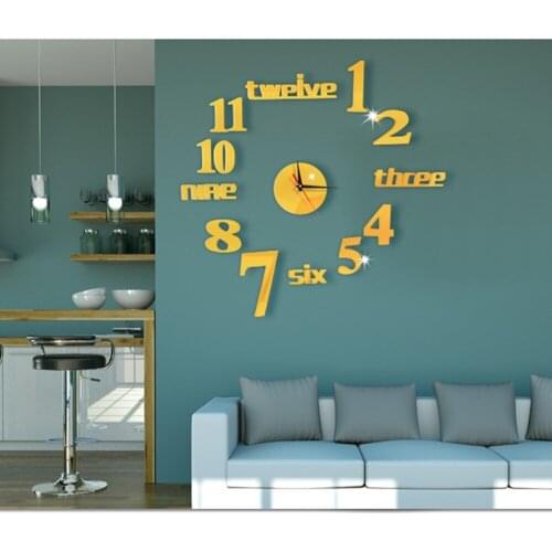 3D Wall Clock Acrylic Mirror Stickers Home Living Room Bedroom Bird Plant Quartz Needle Wall Watch Modern Design Deco Wall Clock