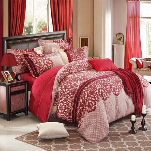 Red white stripe plaid Sanding 100% cotton luxury bedding set king queen bed set duvet cover set pillowcase bed sheet set 4pcs