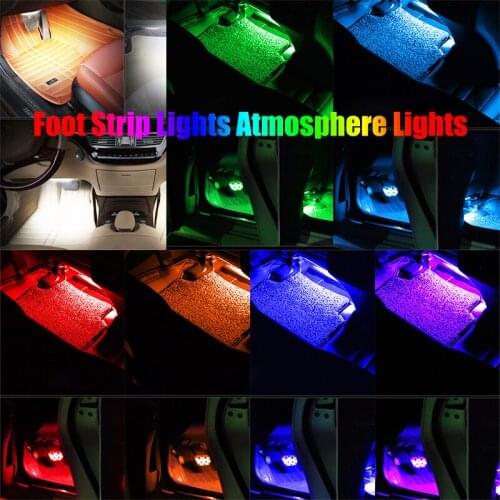 4 In 1 Car Interior RGB Atmosphere Lights Dash Floor Foot Strip Light Car Cigarette Lighter Adapter Decorative Lamp