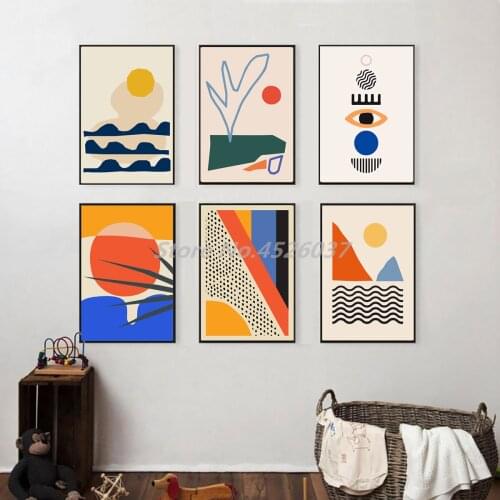 Geometric Abstract Scene Scandinavia Canvas Prints Picture Modular Paintings For Living Room Poster On The Wall Home Decor