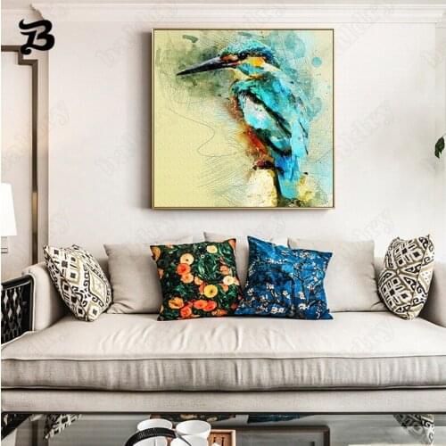 Abstract Watercolor Decorative Posters and Prints Wall Art Hummingbird Modern Graffiti Canvas Painting for Living Room Pictures