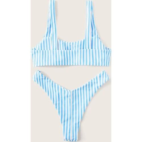BONJEAN Bikini Women Fresh Casual Beach Three-Point Split Swimsuit Suit Straps High Waist Swimsuit Female Swimwear
