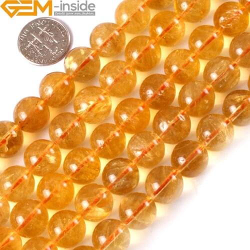 6mm-12mm Natural Citrines Quartzs Round Loose Beads For Jewelry Making DIY Bracelet Gift Women Girl Strand 15 Inches