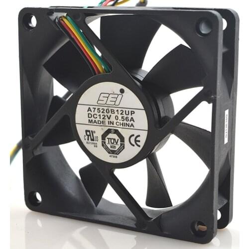 FOR SEI A7520B12UP 7520 DC12V 0.56A 7.5cm four-wire temperature-controlled speed regulating cabinet fan