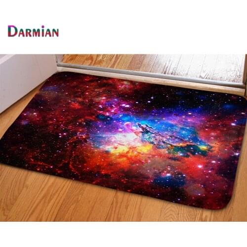 DARMIAN New 3D Galaxy Starry Sky Printed Carpet for Living Room Anti-Slip Floor Rug Home Door Decor Flannel Mat Tapete Para Sala