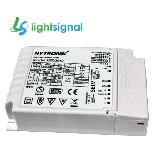 40W 12V 24V DALI dimmable LED driver LED power supply with DIP selectable current 350~900mA DALI & switch dimming