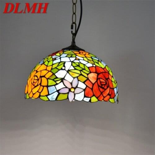 DLMH Tiffany Pendant Light Modern LED Colorful Lamp Fixtures Decorative For Home Living Dining Room