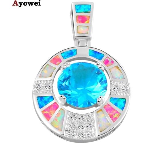 For Women Pretty Jewelry Pengant Glaring Blue Fire Opal Stamped Silver Lowest Price Wholesale&Retail Fashion Jewelry OPS612A
