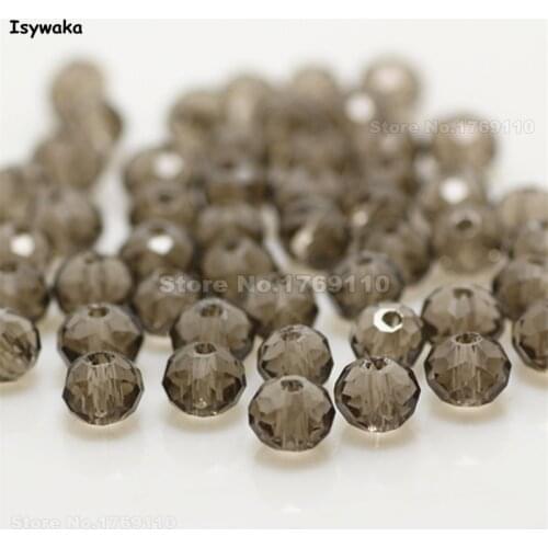 Isywaka Gray Color 4*6mm 50pcs Rondelle Austria faceted Crystal Glass Beads Loose Spacer Round Beads for Jewelry Making