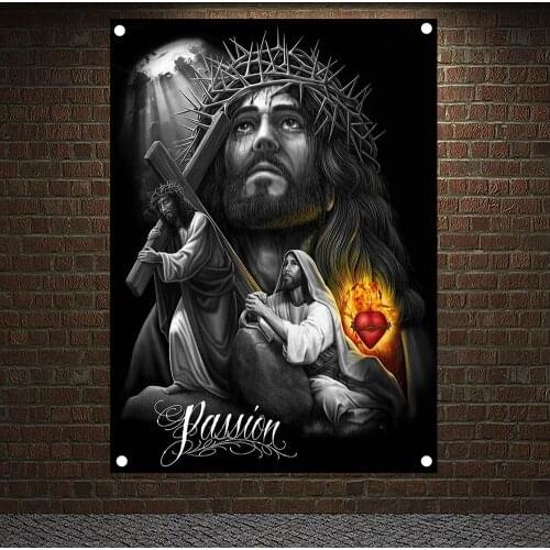 Jesus cross Posters Banners Wall Hanging Ornaments Skull Tattoo Art Flags Wall Decoration Wall Sticker Tapestry Canvas Painting