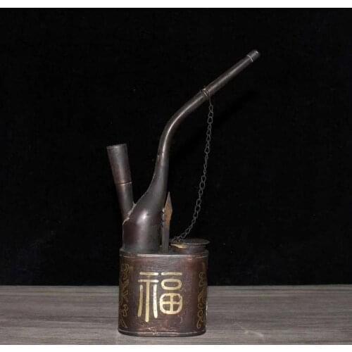 Collection Exquisite Chinese antique copper Fushou hookah ornaments