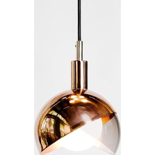 Nordic Creative Led 0ne-headed Dining Room Chandelier Modern Lamp Living Room Bedroom semi-circular small glass ball hanging