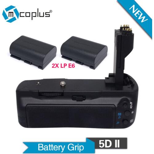 Mcoplus BG-5DII Vertical Battery Grip with 2pcs LP-E6 batteries for Canon EOS 5D Mark II DSLR Camera as BG-E6 Meike MK-5DII
