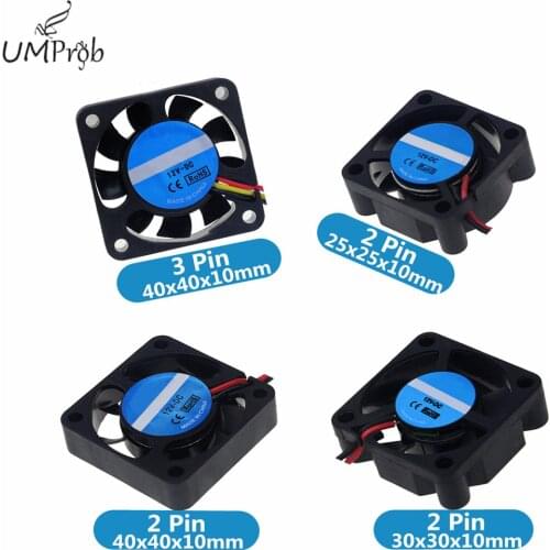 DC 12V Mini Cooling Fan 2Pin / 3Pin Cooler Brushless Chipset Heat Sink Small Exhaust Fan for 3D Printer Diy Kit