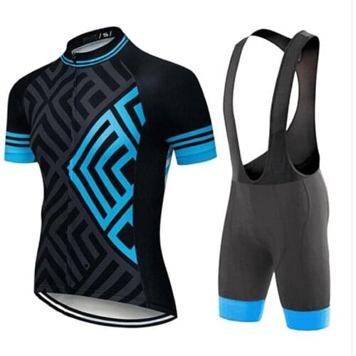 Fashion Cycling Clothing Uniform for Men Bike Jersey Set Breathable Anti-UV Bicycle Short Sleeve Bib Pants Team Uniform MTB Suit