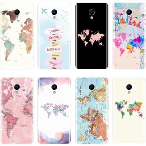 Soft Phone Case For Meizu M6 M6S M6T M5 M5C M5S M3 M3S M2 Silicone World Map Travel Cool Back Cover For Meizu M6 M5 M3 M2 Note