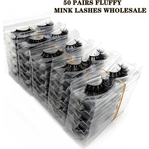 Rainsin 50Pairs Mink Lashes Wholesale Fluffy Real Mink Hair Natural Eyelashes Wholesale Short Wispy Mink Eyelashes