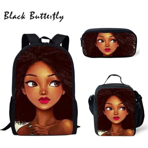 American Art Black Girls Backpacks Cartoon Children School Bags Baby Kindergarten Backpack Kids Gift Bags Mujer Mochila Bolsa