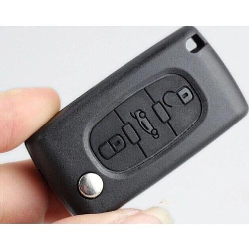 FOB Blanks Folding Flip Remote Key Shell Case 3 Buttons For Peugeot 407 307 308 607 Blade without Groove With Battery Holder