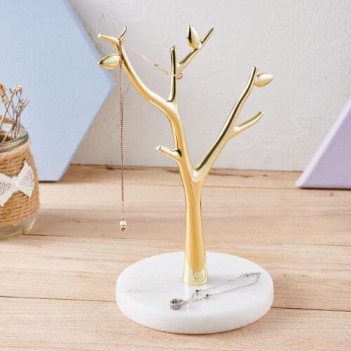MODERN Marble Jewelry Tree - Gold Necklace Holder - Jewelry Stand for Necklaces & Rings - Jewelry Organizer