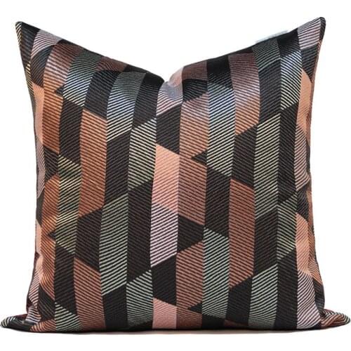 Modern Square Cushion Cover Black Orange Diamond Jacquard Waist Decorative Pillows Livingroom Bedroom Bed Couch Throw Pillowcase