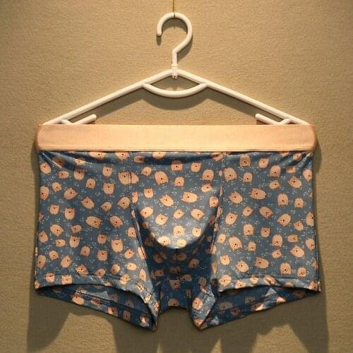 Men Ice Silk Breathable Underwear Boxer Sexy Men Trunks Shorts Soft Bulge Convex Printed Underpants 3XL