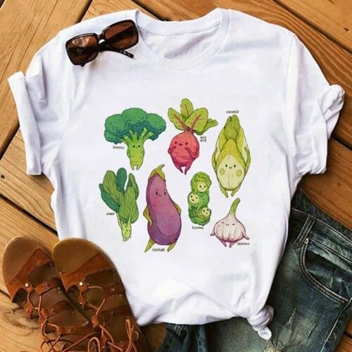 Women Summer 2020 Short Sleeve Vegetables Print Clothes Ladies Womens T-Shirt Graphic Tops Clothes Female Tumblr T Shirt T-shirt