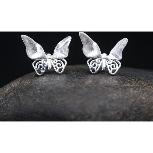 Butterfly Stud Earrings 925 Silver Lovely Animal Insect 2021 New Fashion Jewelry For Women