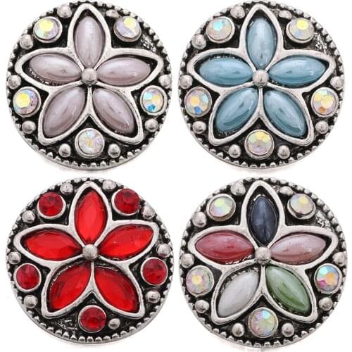 10pcs/lot New Snap Button Jewelry High Quality Crystal Flower 18mm Snap Buttons for Ginger Snap Bracelet Bangles For Women