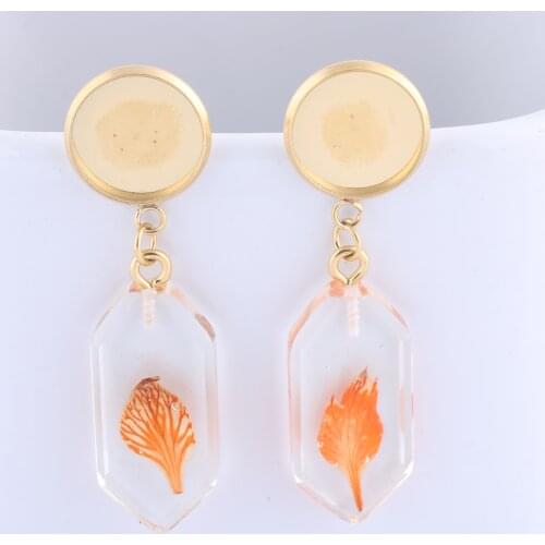 10pcs Fit 12mm Cabochon Earring Stud Base Settings With Dried Flower Charms Diy Bezel Blanks For Jewelry Making Supplies