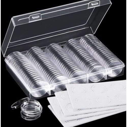 100*30mm Clear Round Plastic Coin Capsule Container Storage Box Holder Case Lot Home Garden Supplies Round Display Cases Holders
