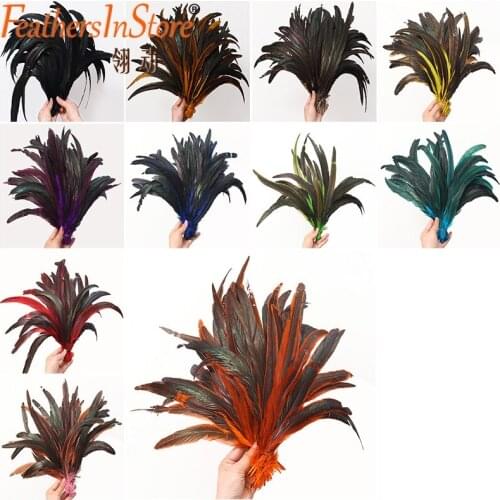 100pcs 14-16inch dyed natural rooster feather coque tail feathers 35-40cm for carnival art accessories