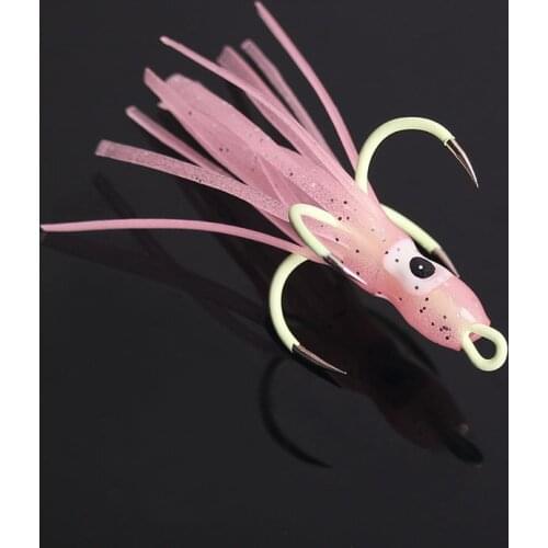 2PCS 16# 18# Hook Fishing Lure Glow Night Quadruple Hook Luminous Squid Octopus Artificial Bait Hook Saltwater Fishing Lure Jigs