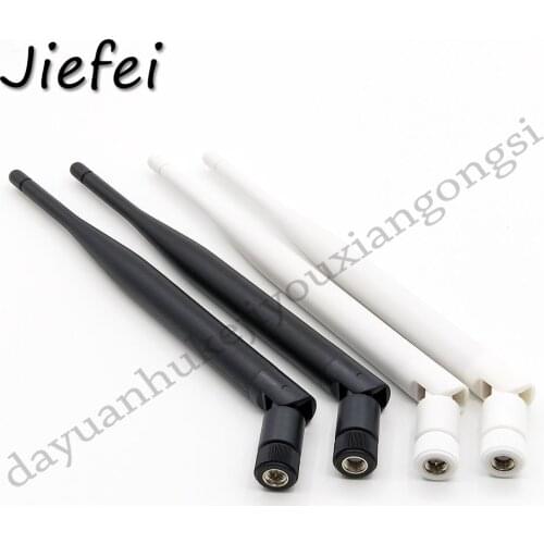 2Pcs 5dBi 2.4Ghz WiFi WLAN Wireless Omni Antenna RP SMA or SMA, replacement antenna adapter Black and White