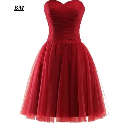 2019 Elegant Cheap A-line Short Sweetheart Tulle Prom Dresses Beaded Formal Evening Dress Party Gown Vestidos De Gala BM106