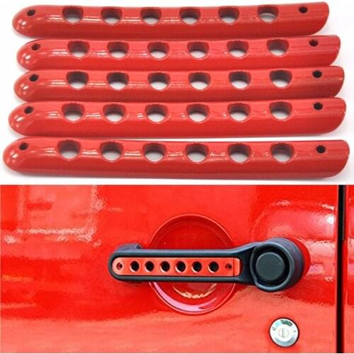 4PCS/lots Aluminum 4 Door+Tailgate Handle Cover for JEEP Wrangler JK 2007-2015 Red