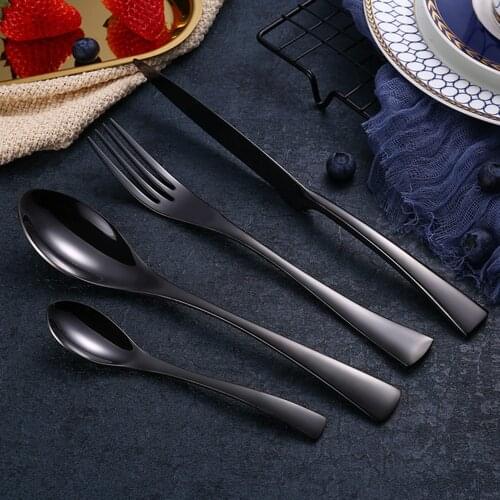 4pcs luxury stainless steel cutlery set Design dinnerware set tableware set black rosegold gold Mirror plating