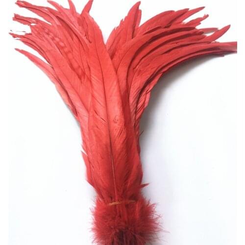 50Pcs Red Rooster Coque Tail Feathers For Crafts 40-45cm 16-18" Rooster Feather Natural Pheasant Feather Wedding Decoration